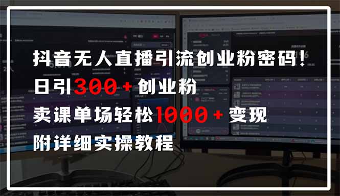 （14564期）抖音无人直播引流密码！日引300+创业粉 单场轻松1000+变现 附详细实操教程 - 副业心选-副业心选