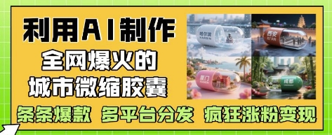 利用AI制作全网爆火的城市微缩胶囊，条条爆款， 多平台分发，疯狂涨粉变现-副业心选