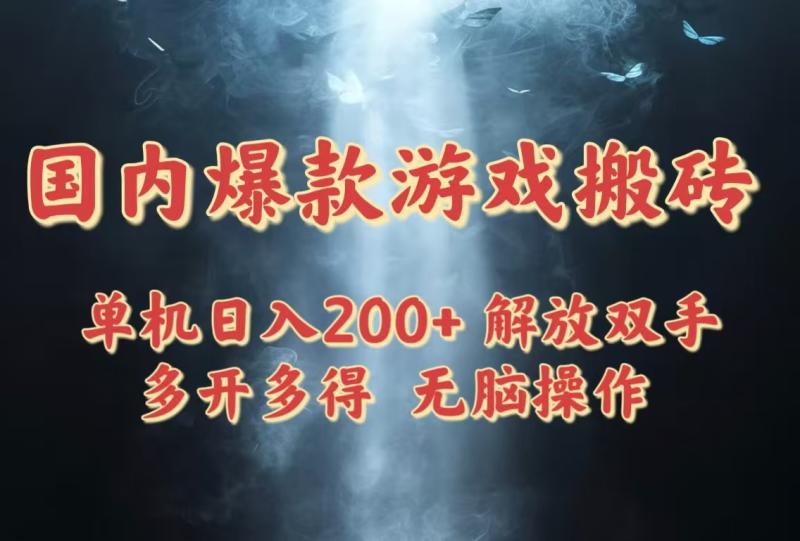 （14659期）国内爆款游戏搬砖，单机日入200+，长期稳定，多开多得，无脑操作-副业心选