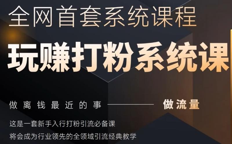 2025行业首套全网全域打粉系统神课，做流量做离钱最近的事，一套新手入行打粉引流必备课-副业心选