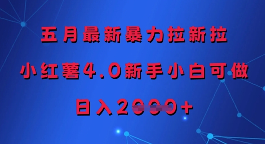 五月最新暴力拉新拉，小红薯4.0新手小白可做，日入多张 - 副业心选-副业心选
