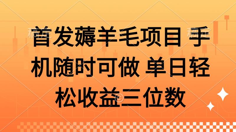 （14686期）薅羊毛项目 手机随时可做 单日轻松收益三位数-副业心选