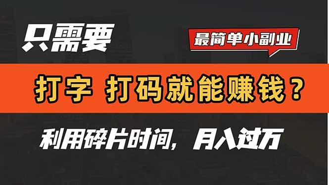 （14673期）只需要打字，打码，就能赚钱？简单的赚钱小副业，利用碎片时间，月入过万 - 副业心选-副业心选