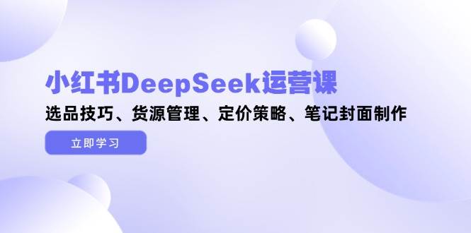 小红书DeepSeek运营课，选品技巧、货源管理、定价策略、笔记封面制作 - 副业心选-副业心选