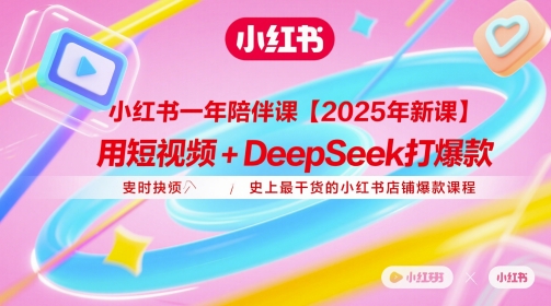 小红书一年陪伴课【2025年新课】，用短视频+deepSeek打爆款，史上最干货的小红书店铺爆款课程 - 副业心选-副业心选