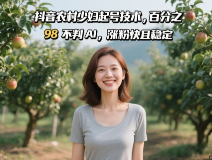 抖音农村少妇起号技术，百分之98不判AI，涨粉快且稳定 - 副业心选-副业心选