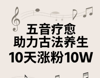 古法五音养生教程，五音疗愈的视频的制作方法，2-4小时就能学会，作者10天涨粉10W-副业心选