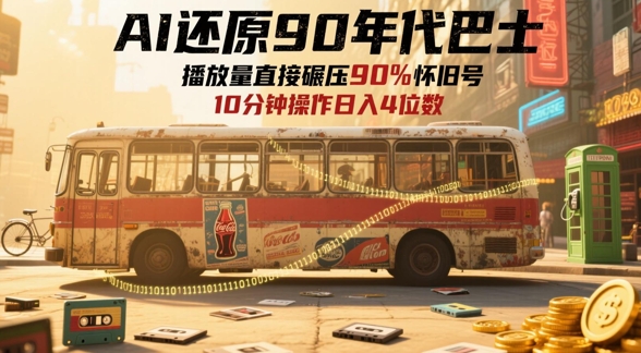 AI还原90年代巴士，一帧就让70后泪崩，播放量直接碾压90%怀旧号，每天操作十分钟，日入四位数 - 副业心选-副业心选