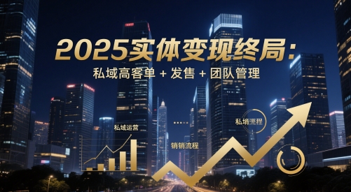 2025实体变现终局：私域高客单+发售+团队管理 - 副业心选-副业心选
