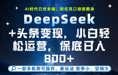 DeepSeek+头条变现，保姆级教学，小白轻松上手，日入8张+ - 副业心选-副业心选