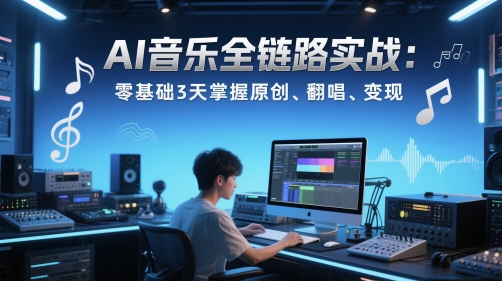 AI音乐全链路实战变现课：零基础3天掌握原创、翻唱、变现 - 副业心选-副业心选