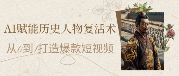 AI赋能历史人物复活术：从0到1打造爆款短视频，7天涨粉10W，小白也能月入过1W-副业心选