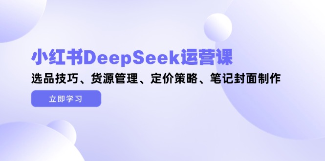 （14748期）小红书DeepSeek运营课，选品技巧、货源管理、定价策略、笔记封面制作-副业心选