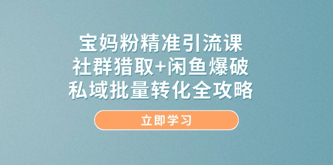 （14820期）宝妈粉精准引流课，社群猎取+闲鱼爆破，私域批量转化全攻略 - 副业心选-副业心选