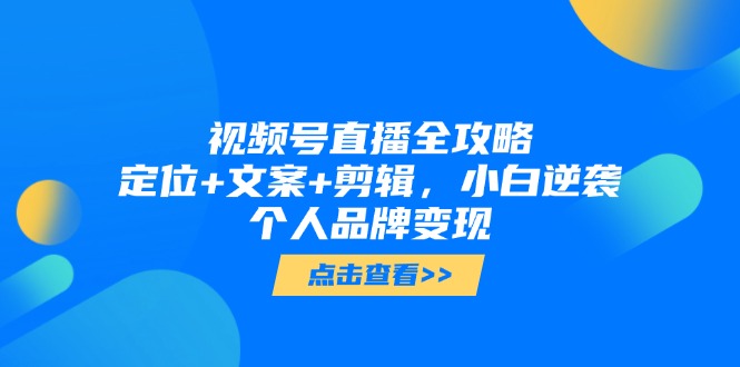 （14819期）视频号直播全攻略，定位+文案+剪辑，小白逆袭个人品牌变现 - 副业心选-副业心选