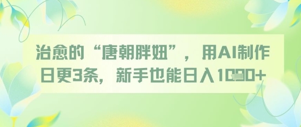 治愈的“唐朝胖妞”，用AI制作日更3条，新手也能日入多张 - 副业心选-副业心选