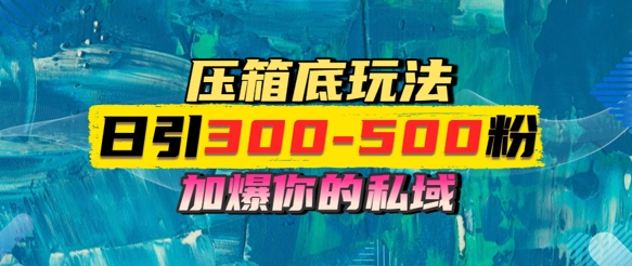 一天引流300-500粉，加爆你的私域，且都是实时变现，轻松日入多张 - 副业心选-副业心选