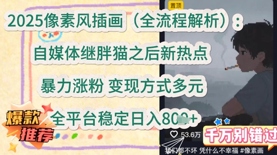 2025像素风插画(全流程解析)：自媒体继胖猫之后新热点，暴力涨粉，变现方式多元，全平台稳定日入多张 - 副业心选-副业心选
