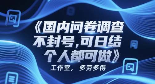 国内问卷调查，不封号，可日结，多劳多得，工作室，个人都可做 - 副业心选-副业心选