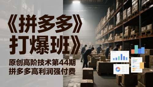 《拼多多打爆班》原创高阶技术第44期，拼多多高利润强付费 - 副业心选-副业心选