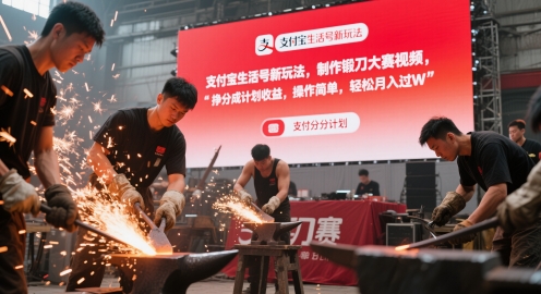 支付宝生活号新玩法，制作锻刀大赛视频，挣分成计划收益，操作简单，轻松月入过W - 副业心选-副业心选