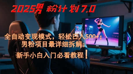 2025男粉计划7.0，全自动变现模式，轻松日入5张+，新手小白必看课程-副业心选