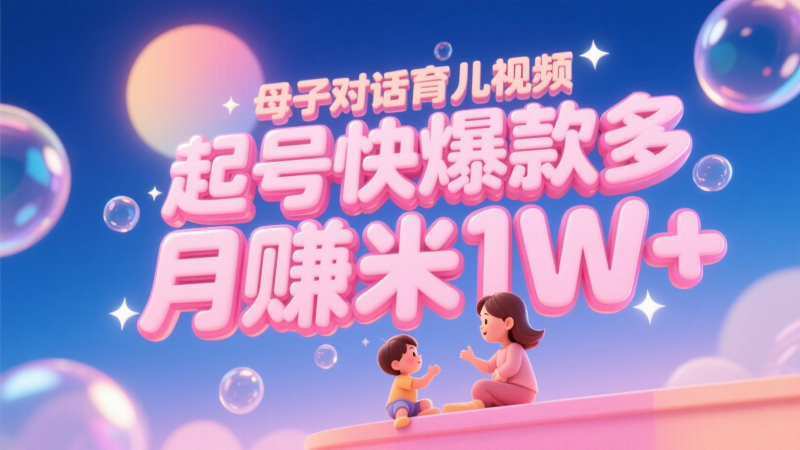 AI生成母子对话育儿类视频，起号快爆款多，小白宝妈轻松学，多渠道变现，月赚米1W+-副业心选