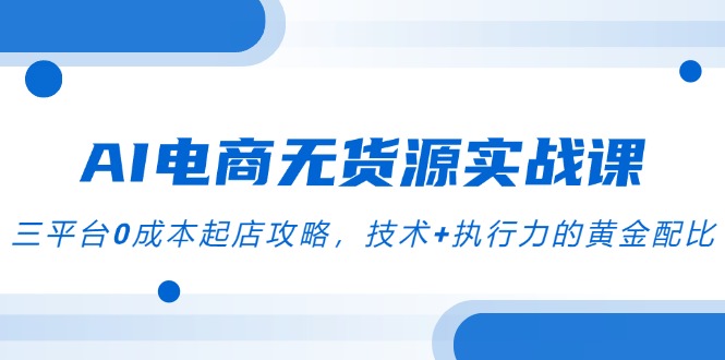 （14982期）AI电商无货源实战课，三平台0成本起店攻略，技术+执行力的黄金配比 - 副业心选-副业心选