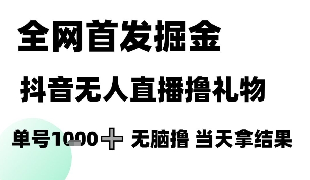 全网首发掘金抖音无人直播撸礼物，单号1k +无脑撸，当天拿结果 - 副业心选-副业心选