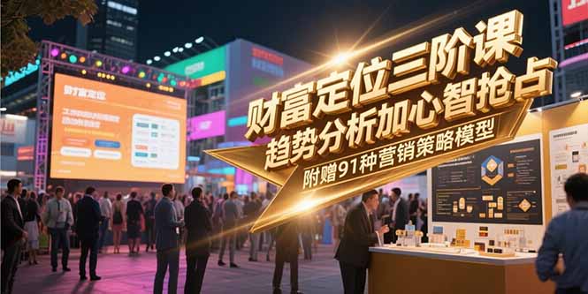 财富定位三阶课，趋势分析加心智抢占，附赠91种营销策略模型-副业心选