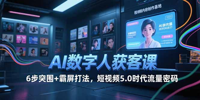 AI数字人获客课，6步突围+霸屏打法，短视频5.0时代流量密码-副业心选