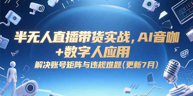 半无人直播带货实战，AI音咖+数字人应用 解决账号矩阵与违规难题(更新7月-副业心选