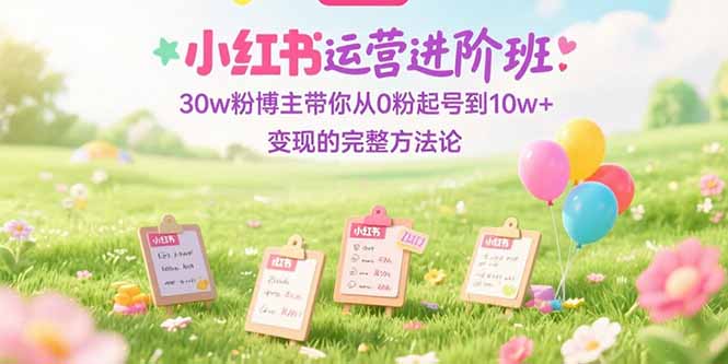 小红书运营进阶班：30w粉博主带你从0粉起号到10w+变现的完整方法论-副业心选