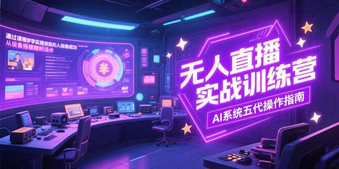 无人直播实操训练营，从设备搭建到话术，AI系统五代操作指南(7月更新-副业心选