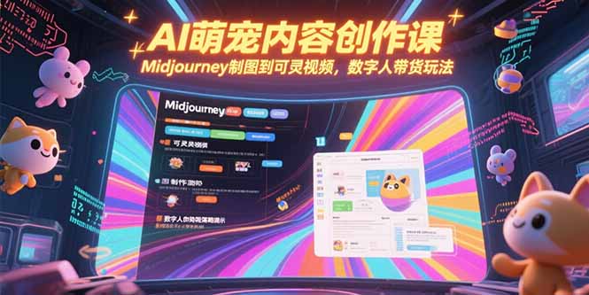 AI萌宠内容创作课，Midjourney制图到可灵视频，数字人带货玩法-副业心选