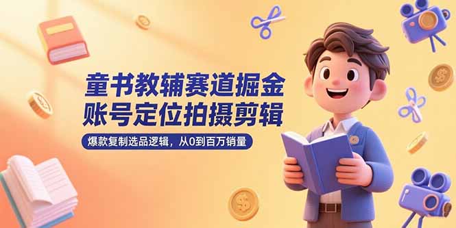 童书教辅赛道掘金，账号定位拍摄剪辑，爆款复制选品逻辑，从0到百万销量-副业心选