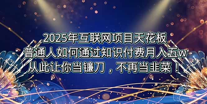 2025年互联网项目天花板，普通人如何通过卖项目实现逆风翻盘，月入5W＋！-副业心选