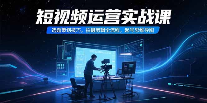 短视频运营实战课，选题策划技巧，拍摄剪辑全流程，起号思维导图-副业心选