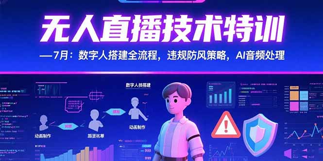 无人直播技术特训-7月：数字人搭建全流程，违规防风策略，AI音频处理 - 副业心选-副业心选