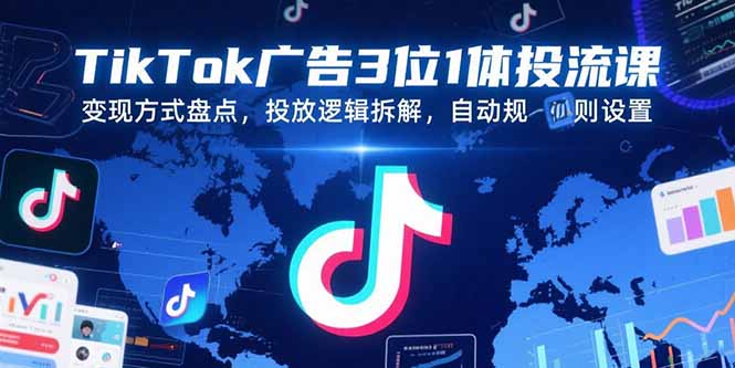 TikTok广告3位1体投流课，变现方式盘点，投放逻辑拆解，自动规则设置 - 副业心选-副业心选