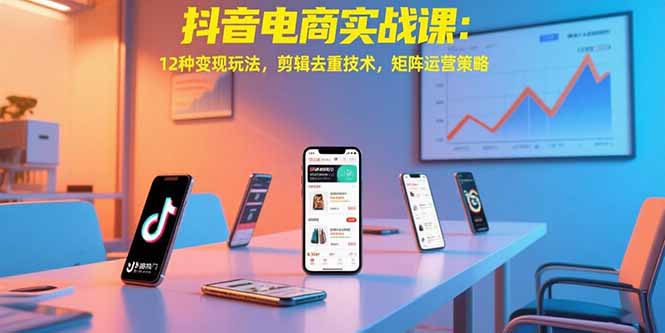 抖音电商实战课：12种变现玩法，剪辑去重技术，矩阵运营策略-副业心选