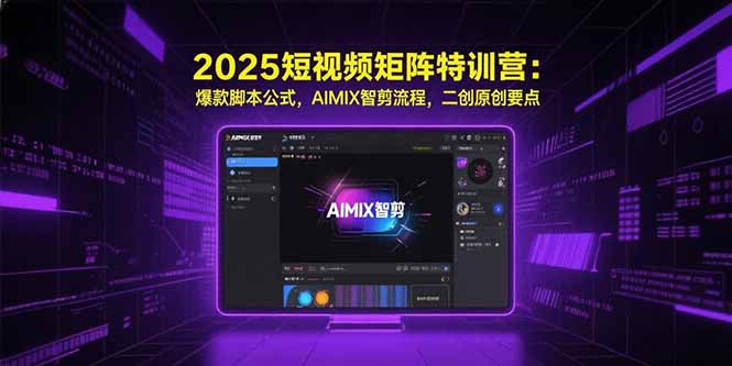2025短视频矩阵特训营：爆款脚本公式，AIMIX智剪流程，二创原创要点-副业心选