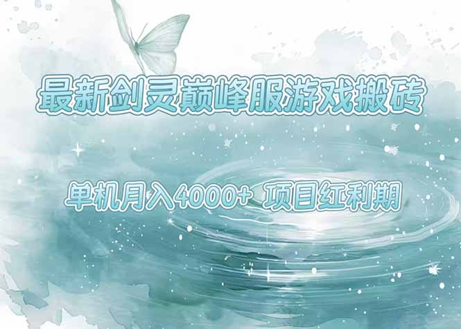 最新剑灵巅峰服游戏搬砖，项目红利期，单机稳定4000+操作简单好上手-副业心选