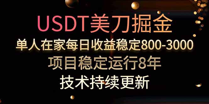 USDT美刀掘金，单人每日收益800-3000，稳定运行8年-副业心选