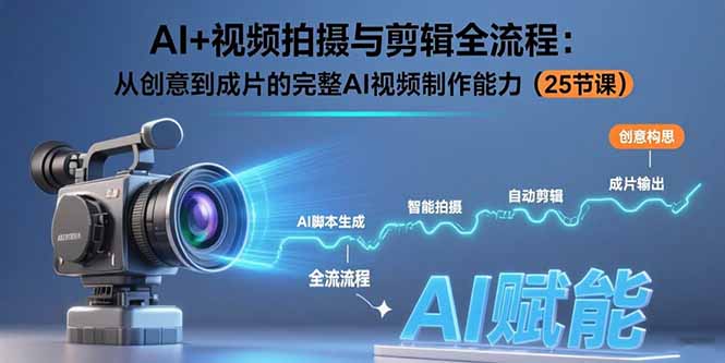 AI+视频拍摄与剪辑全流程：从创意到成片的完整AI视频制作能力(25节课-副业心选