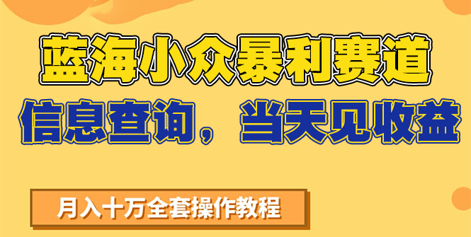 蓝海小众暴利赛道，信息查询，当天见收益，不讲玄学，7天搞了2万+ - 副业心选-副业心选