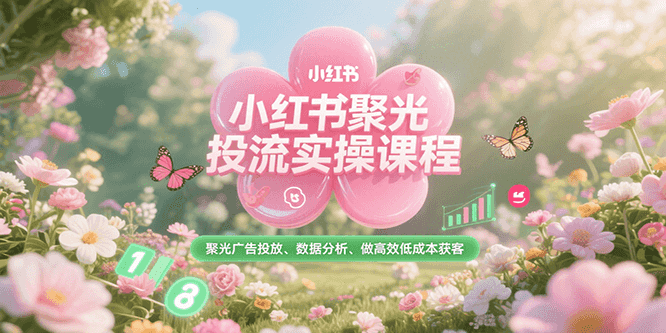 小红书聚光投流实操课程，聚光广告投放、数据分析、做高效低成本获客-副业心选