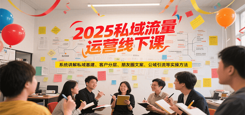 2025私域流量运营线下课，系统讲解私域基建/客户分层/朋友圈文案/公域引流等实操方法-副业心选