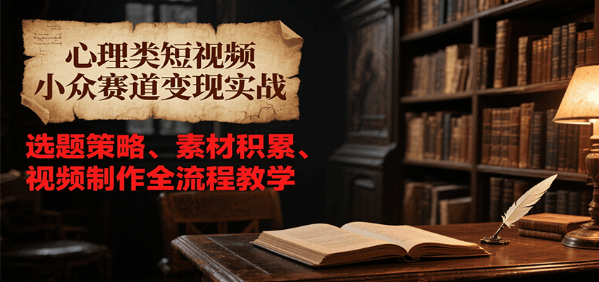 心理类短视频小众赛道变现实战，选题策略、素材积累、视频制作全流程教学 - 副业心选-副业心选