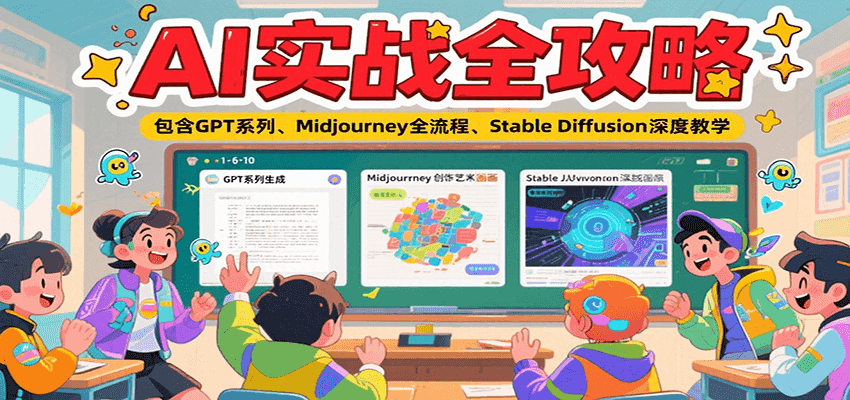 AI实战全攻略，包含GPT系列、Midjourney全流程、Stable Diffusion深度教学-副业心选